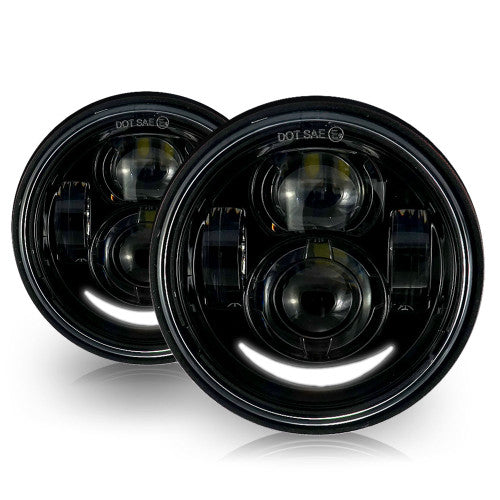 4.65 In LED Black Projector Headlight Harley Davidson Dyna Fat Bob FXDF 2008-2016 Black (2 Pack) Default Title Lighting
