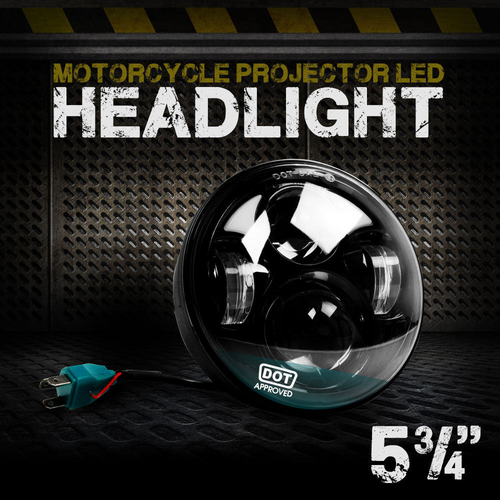 5.75 (5 3/4) Inch LED Black Projector Headlights Round Set Lighting