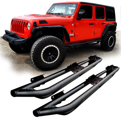 Running Boards Side Steps Rail Steps Rock Sliders for Jeep Wrangler JLU 4dr 2018 up Tube Style Default Title Exterior Part