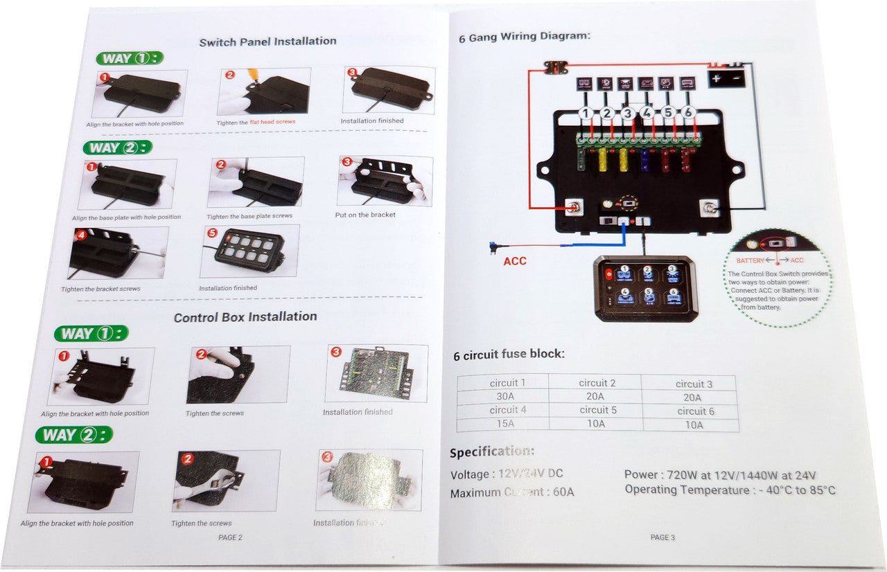8 Gang Switch Box Panel Relay Kit RGB Multi-Color Electrical