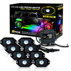 LED Under Body Rock Lights Color with Bluetooth Controller 8x - GENSSI Lighting