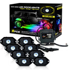 LED Under Body Rock Lights Color with Bluetooth Controller 8x - GENSSI Lighting