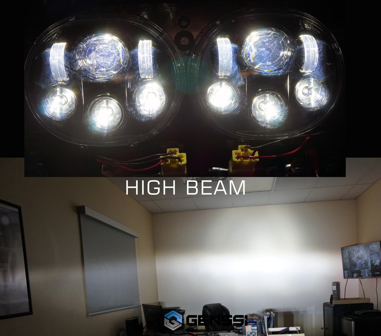 Dual LED Headlight for Harley Road Glide Chrome - GENSSI Lighting