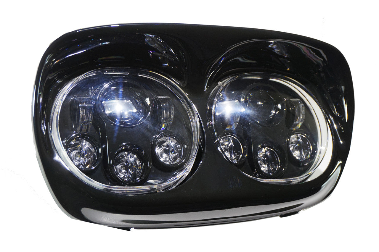 Dual LED Headlight for Harley Road Glide Black Lighting