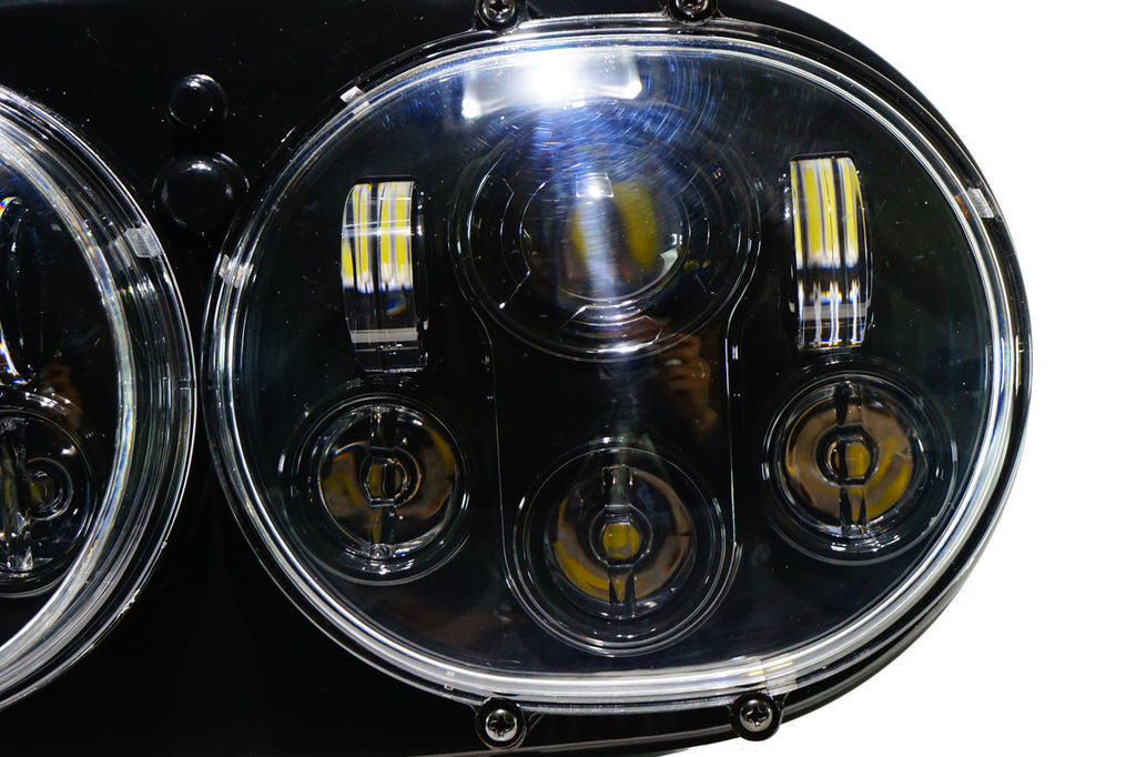 Dual LED Headlight for Harley Road Glide Black Lighting