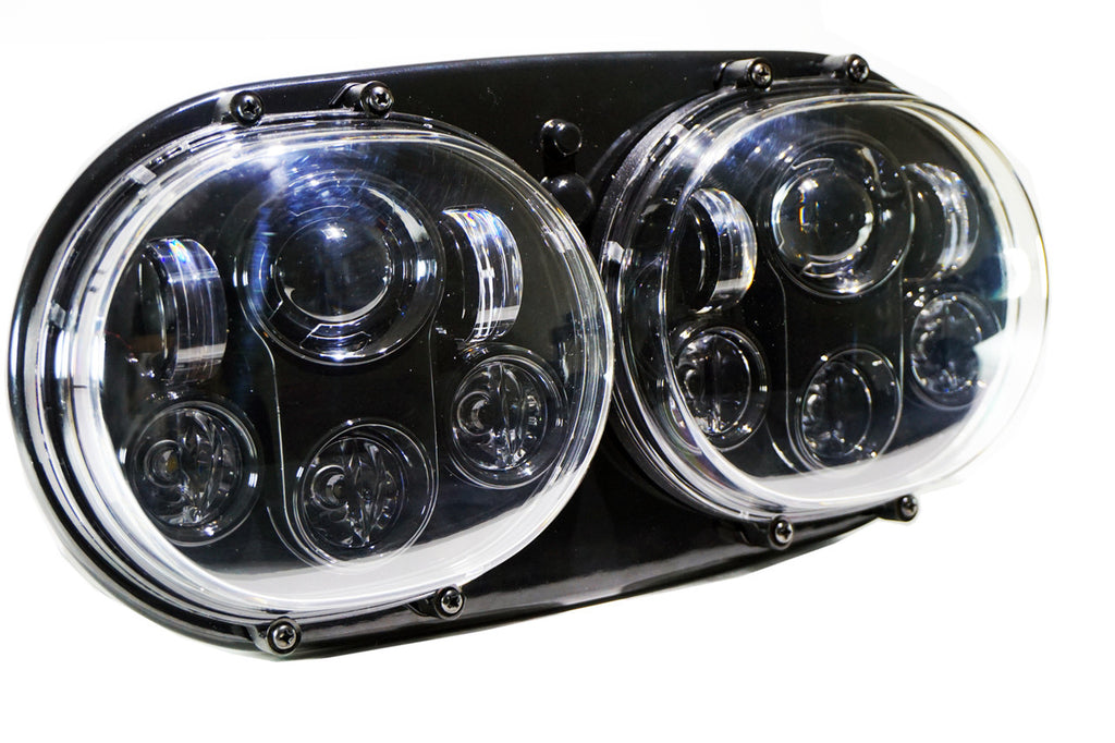 Dual LED Headlight for Harley Road Glide Black Lighting