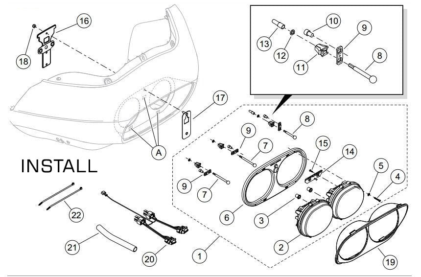 Dual LED Headlight for Harley Road Glide Chrome - GENSSI Lighting