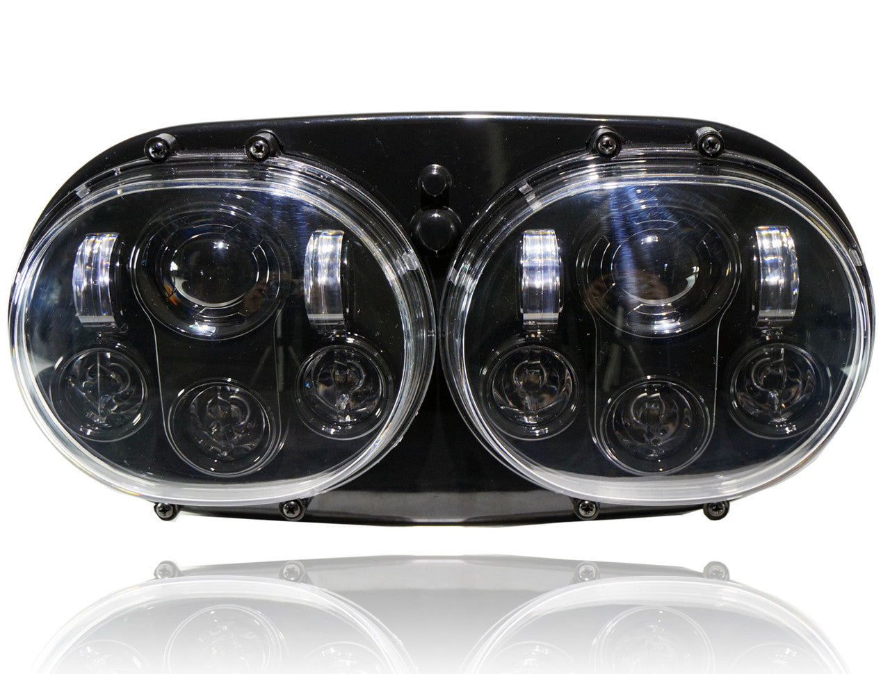 Dual LED Headlight for Harley Road Glide Black Lighting