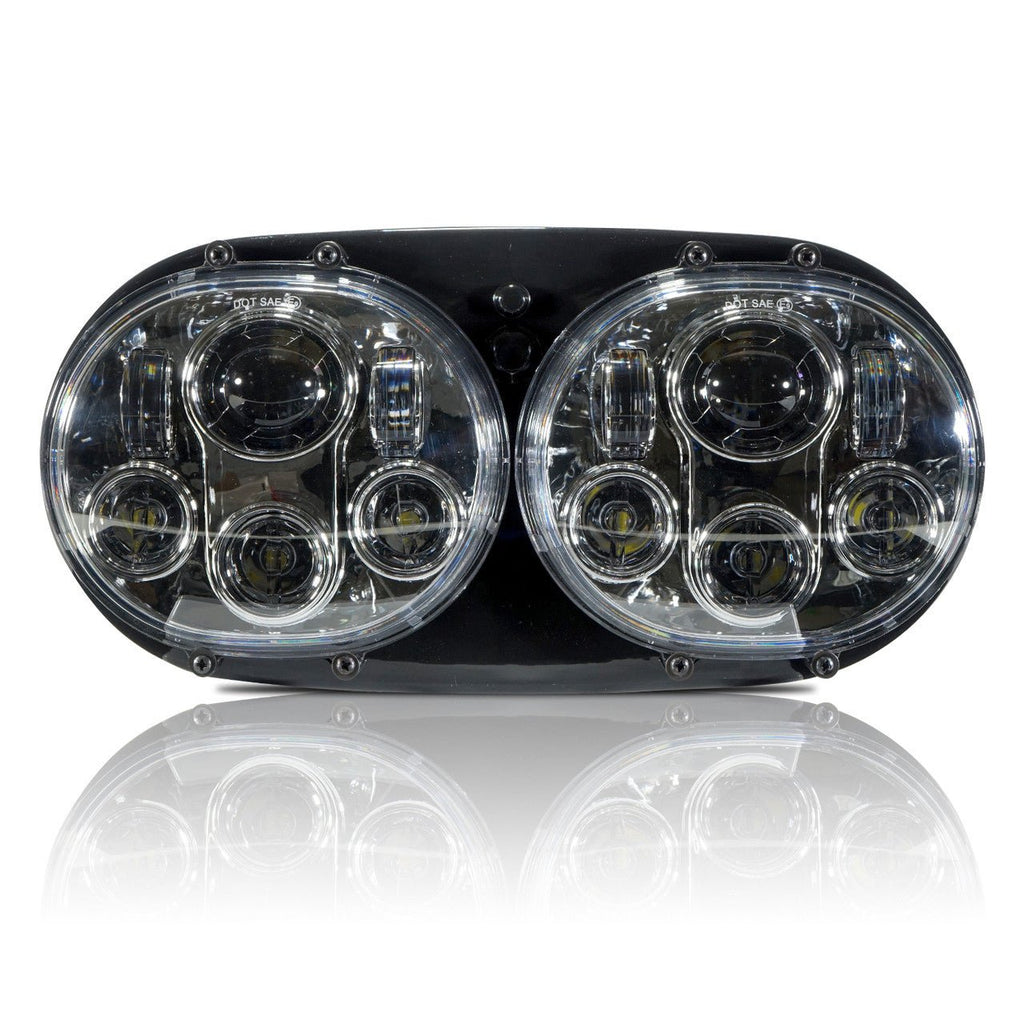Dual LED Headlight for Harley Road Glide Chrome - GENSSI Lighting