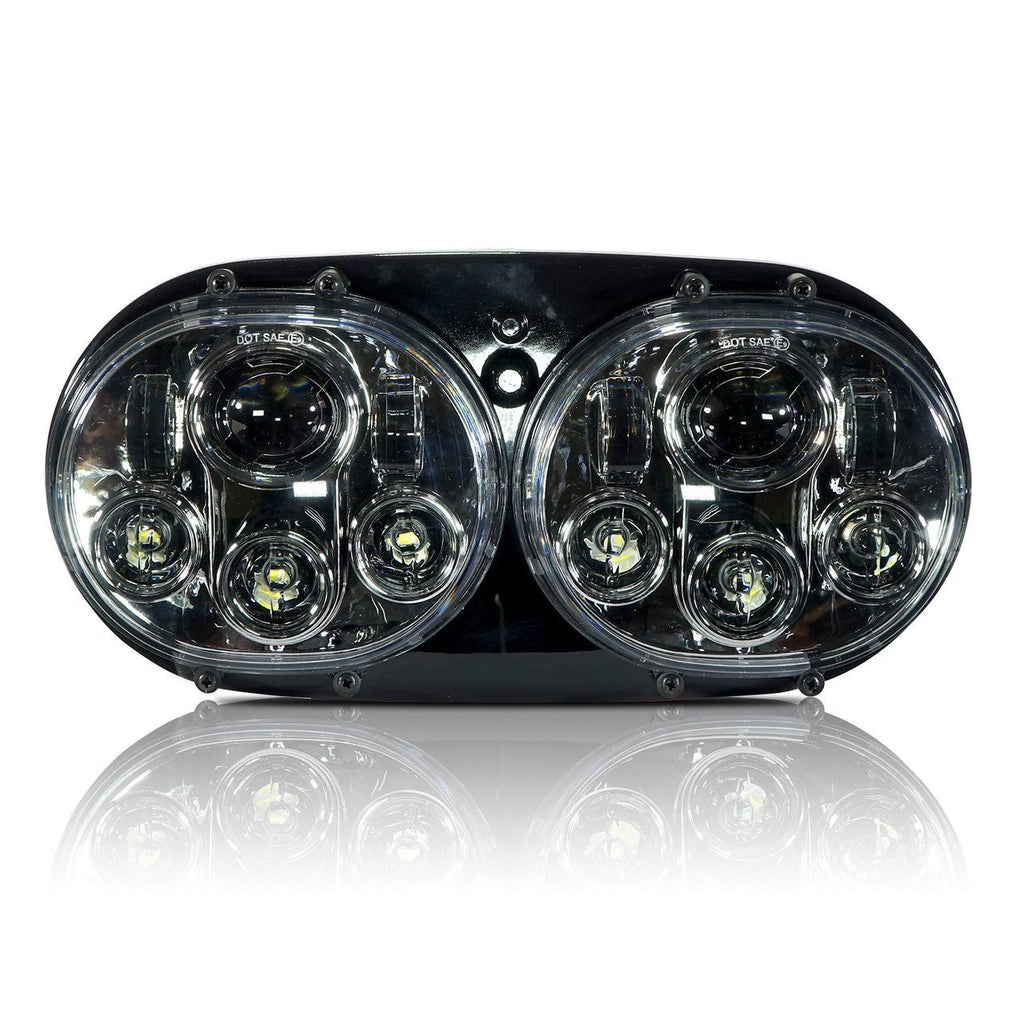 Dual LED Headlight for Harley Road Glide Chrome - GENSSI Lighting