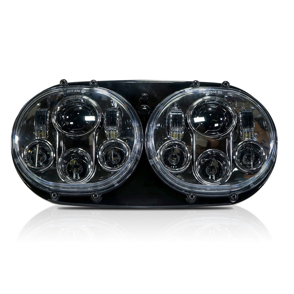 Dual LED Headlight for Harley Road Glide Chrome - GENSSI Lighting