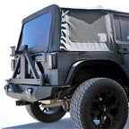 Front and Rear Tire Carrier Stubby Rock Crawler Bumpers w/LED Fog for Wrangler JK 2007 - 2018 - GENSSI Bumper