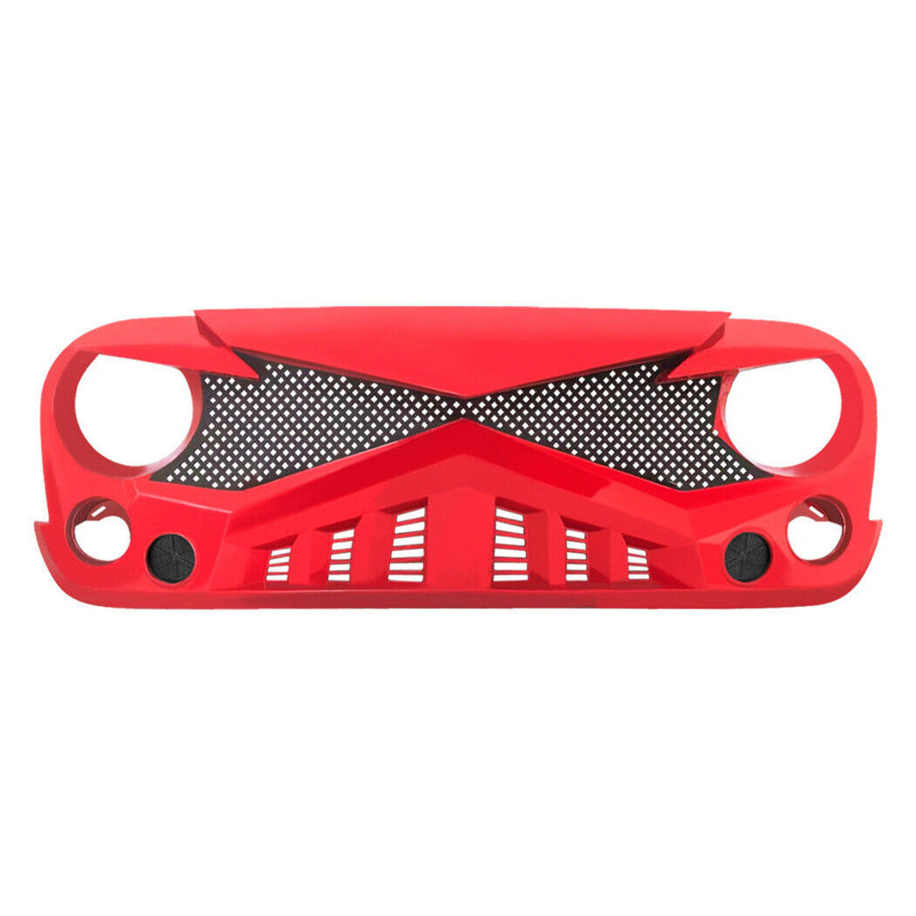 Hawke Grille With Mesh For Jeep Wrangler JK 2007-2018 Red Grille