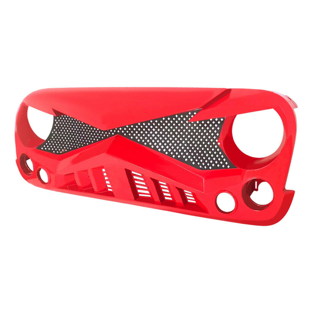 Hawke Grille With Mesh For Jeep Wrangler JK 2007-2018 Red Grille