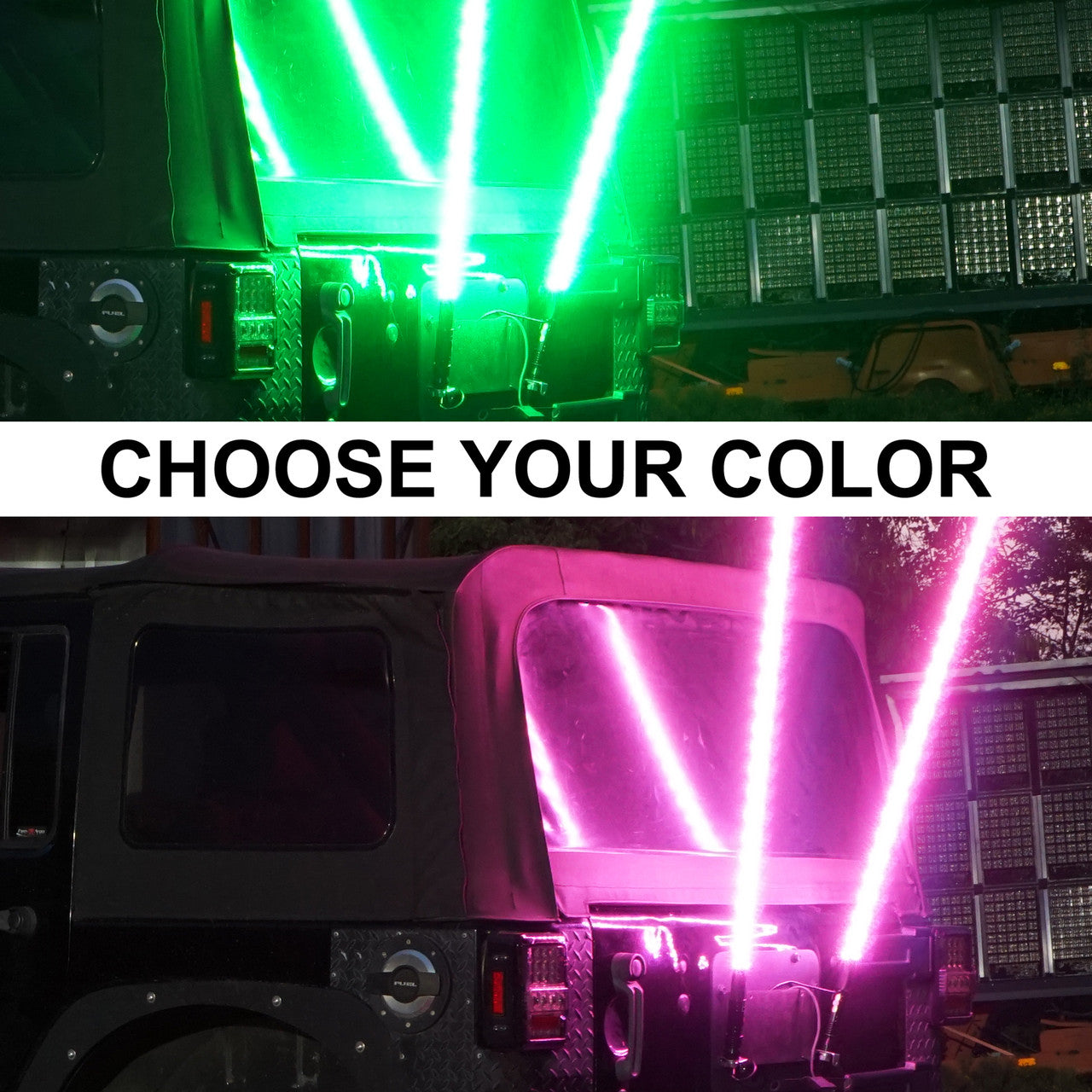 LED RGB Color Chasing Whip Lights 3 4 5 Feet Lighting