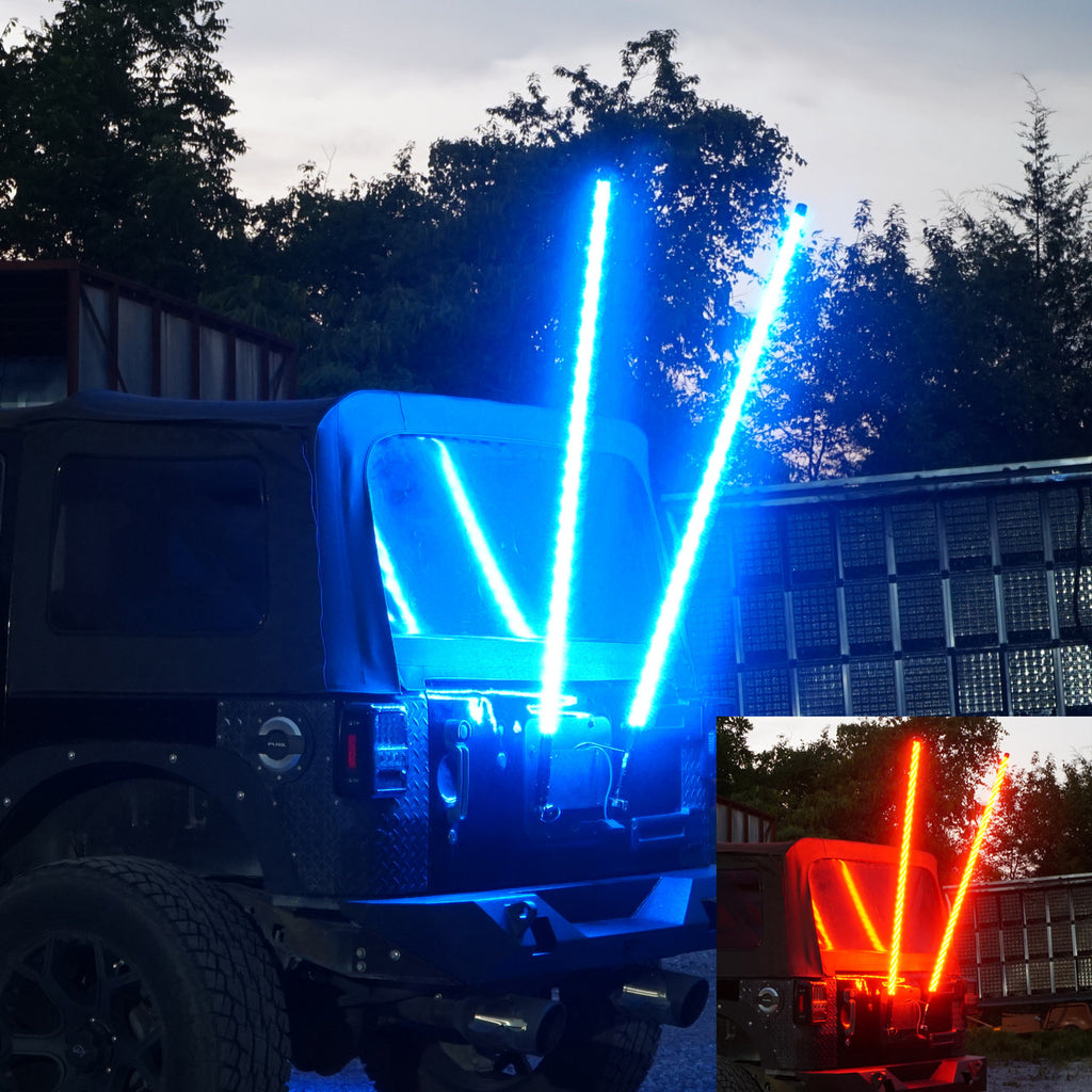 LED RGB Color Chasing Whip Lights 3 4 5 Feet Lighting