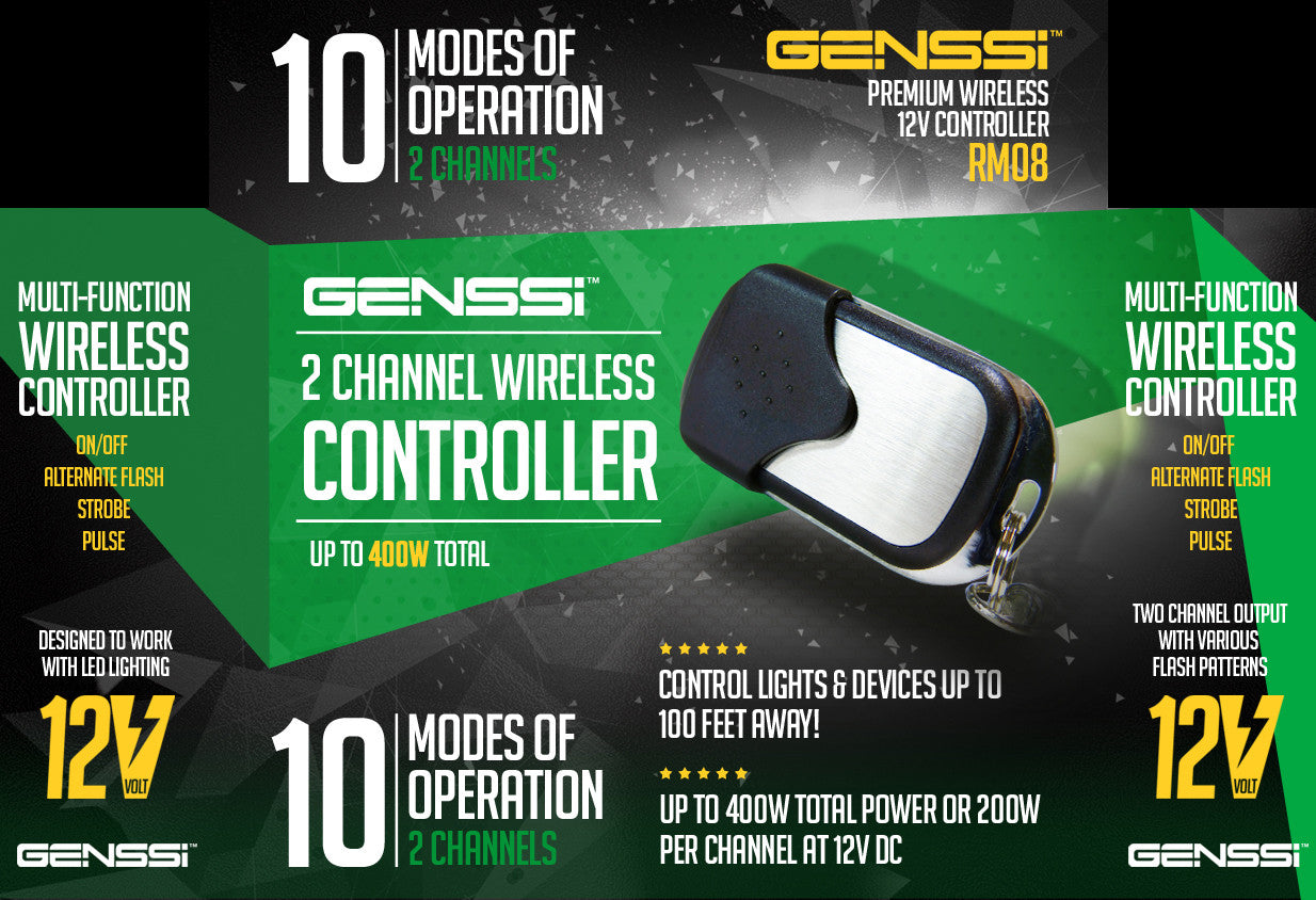 2 Channel High Power Wireless Controller 12V Fade Flashing Patterns Electrical