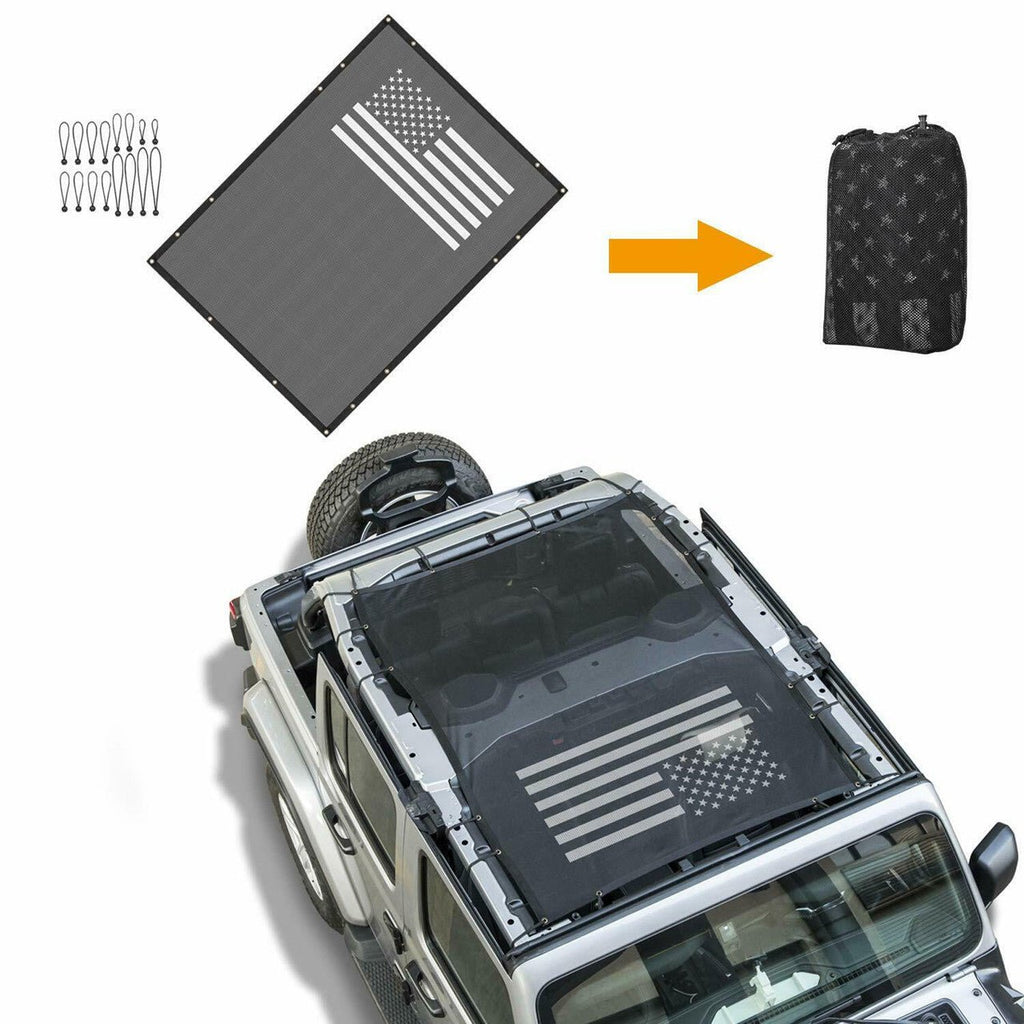 Flag Mesh Shade Top Cover for Jeep Wrangler JL JLU 4 - Door 2018 - 2023 - GENSSI Exterior Part