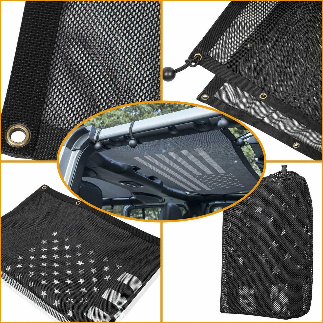 Flag Mesh Shade Top Cover for Jeep Wrangler JL JLU 4 - Door 2018 - 2023 - GENSSI Exterior Part