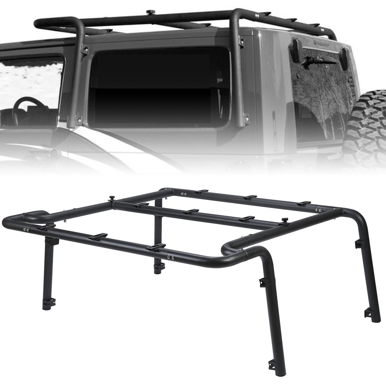 Roof Steel Rack For Jeep Wrangler JK 2-Door (2007-2010) Black Exterior Part