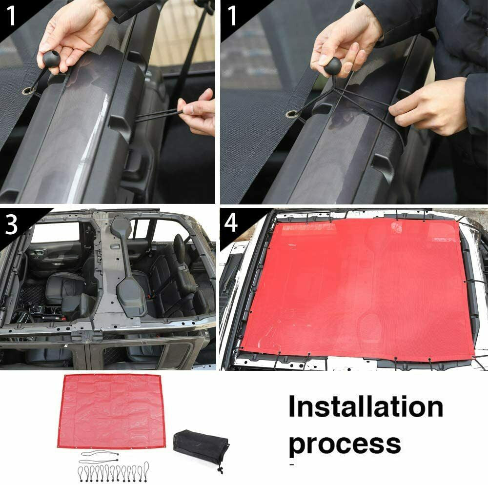 Sunshade Mesh Top Cover for Jeep Wrangler JL JLU (2018-2020) 4-Door Exterior Part