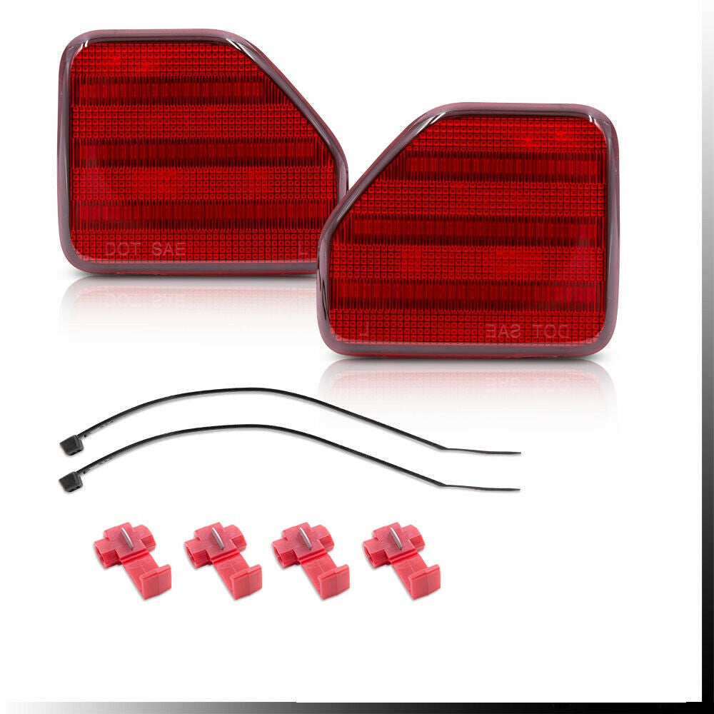 Rear Bumper Reflector Tail Light for Jeep Wrangler JL 2018-2023 Red Lens and LED Lighting