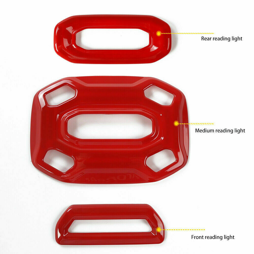 Reading Lamp Light Panel Trim Cover Bezels For Jeep Wrangler JL 2018-2023 Red Interior Part