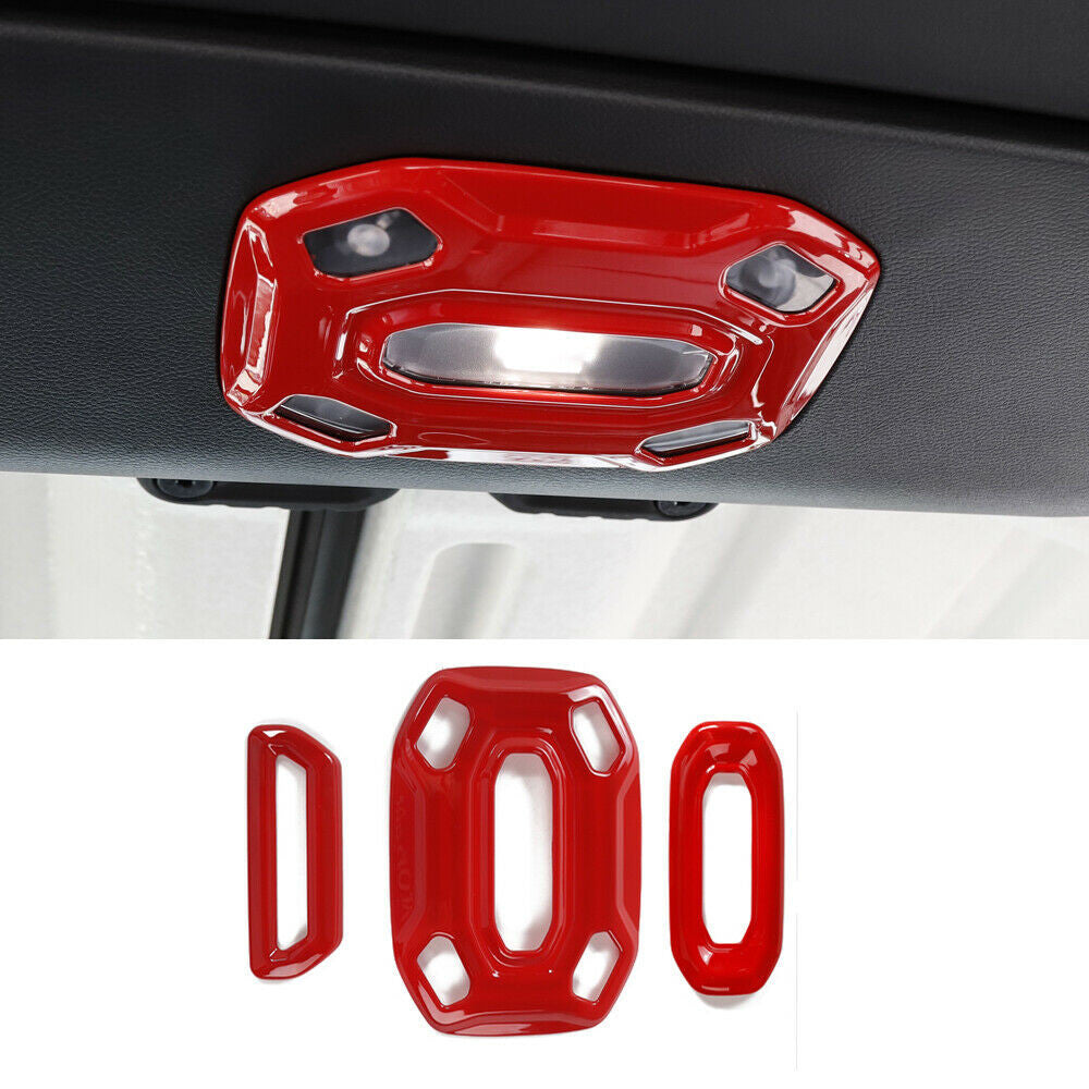Reading Lamp Light Panel Trim Cover Bezels For Jeep Wrangler JL 2018-2023 Red Interior Part