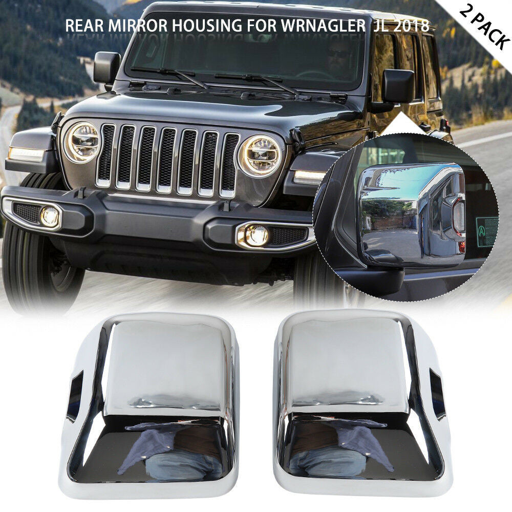 Review Mirror Covers Trim With Light For Jeep Wrangler JL 2018-2023 Interior Part