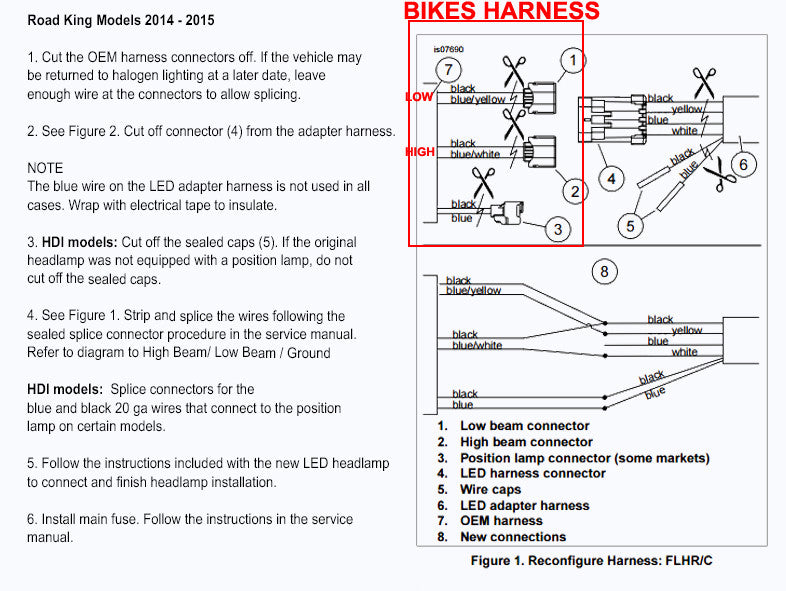 LED Headlight Adapter Harness For Harley 2014-2017 HD Touring Lighting