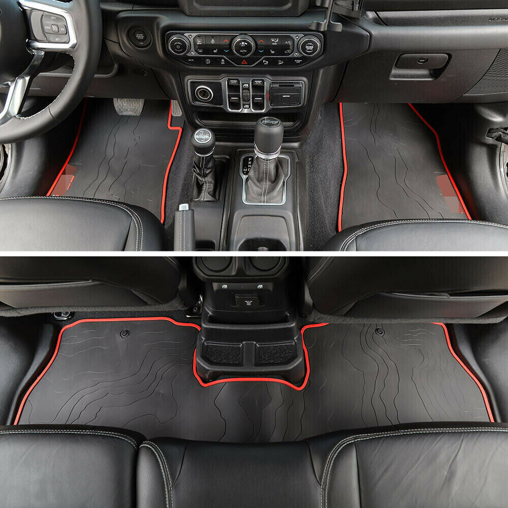Rubber Floor Mats Waterproof Floor Liners For Jeep Wrangler JL 4Door 2018-2023 Interior Part