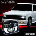 7x6 (5x7) H6054 200mm LED Projector w/ Demon DRL Headlights Black Set - GENSSI Lighting