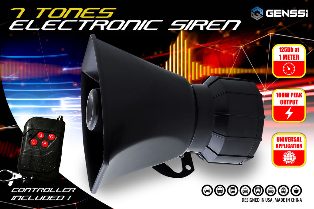 Remote Control Wireless Police Siren Emergency 7 Tone Electrical