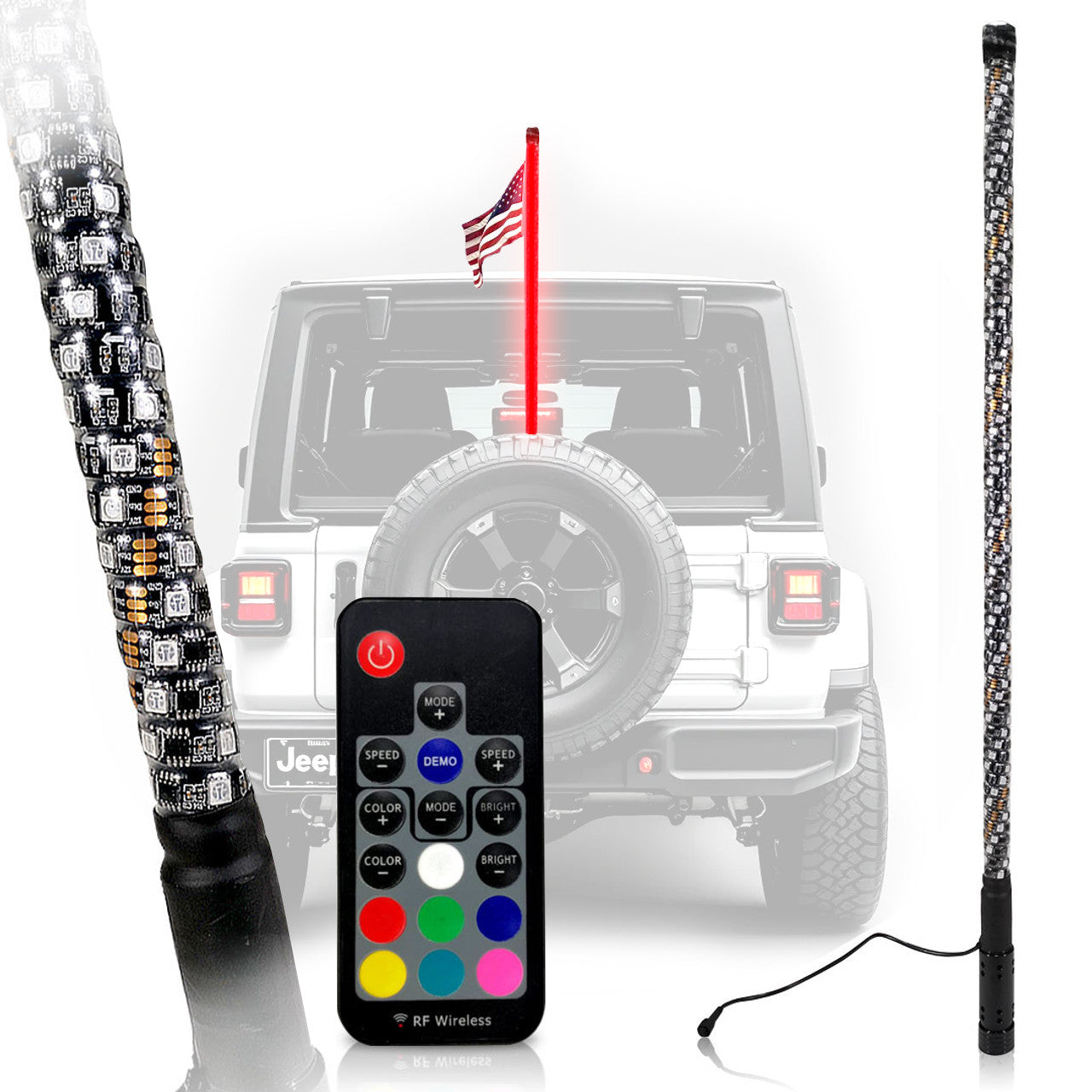 LED RGB Color Changing Whip Lights 3 Feet 4 Feet 5 Feet Lighting