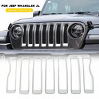 Front Grille Grill Insert Cover Trim Fit Jeep Wrangler JL 2018 - 2023 Silver - GENSSI Grille