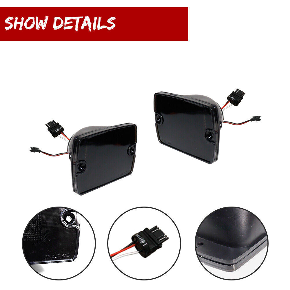 Smoked 3 LED Light Set Tail Lights, Bumper Signals, Fender Side Markers for 1987-1995 Jeep Wrangler YJ Lighting