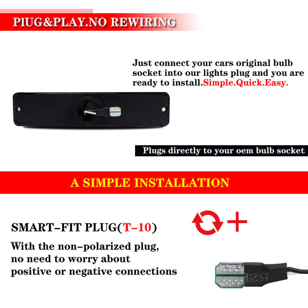 Smoked 3 LED Light Set Tail Lights, Bumper Signals, Fender Side Markers for 1987-1995 Jeep Wrangler YJ Lighting