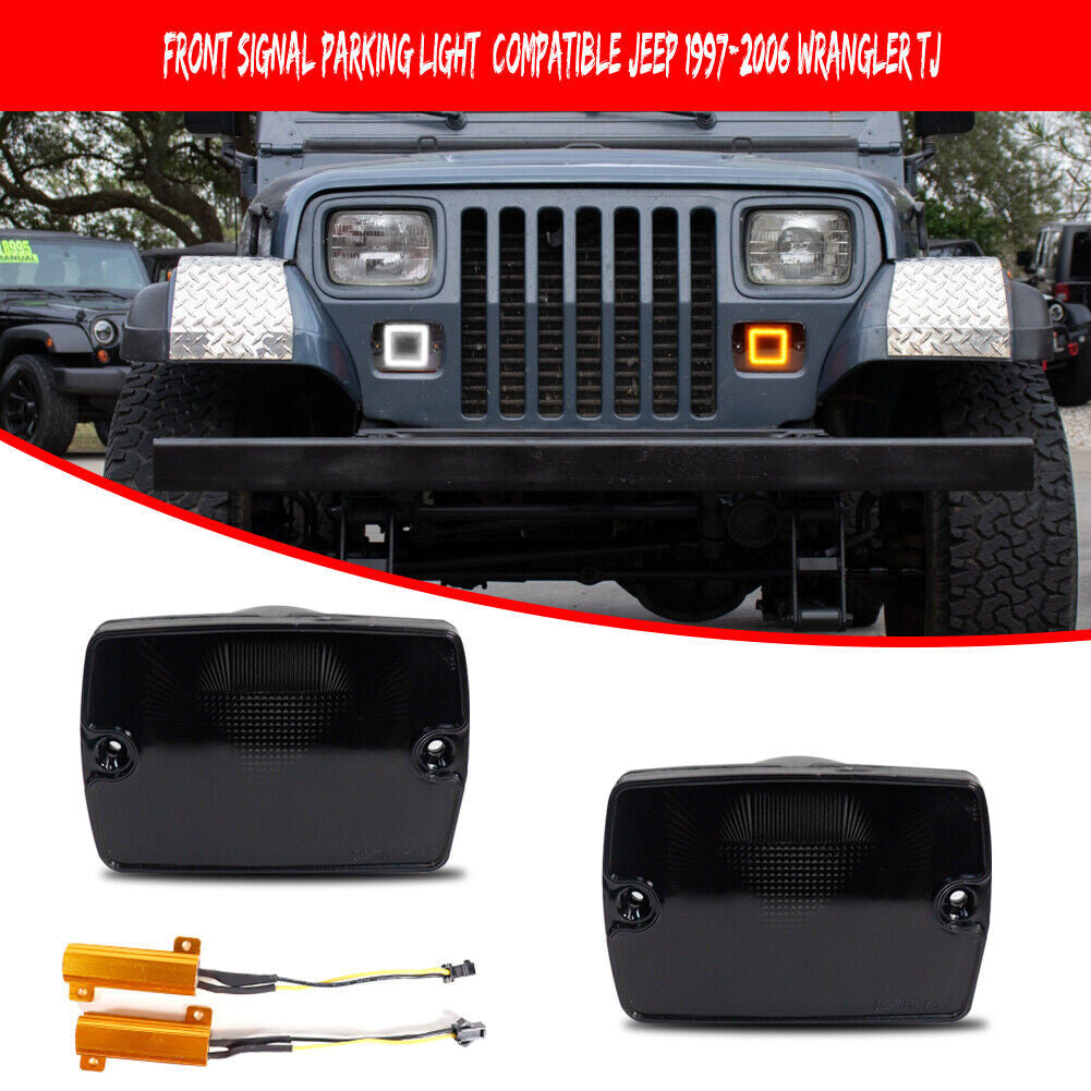 Smoked 3 LED Light Set Tail Lights, Bumper Signals, Fender Side Markers for 1987-1995 Jeep Wrangler YJ Lighting