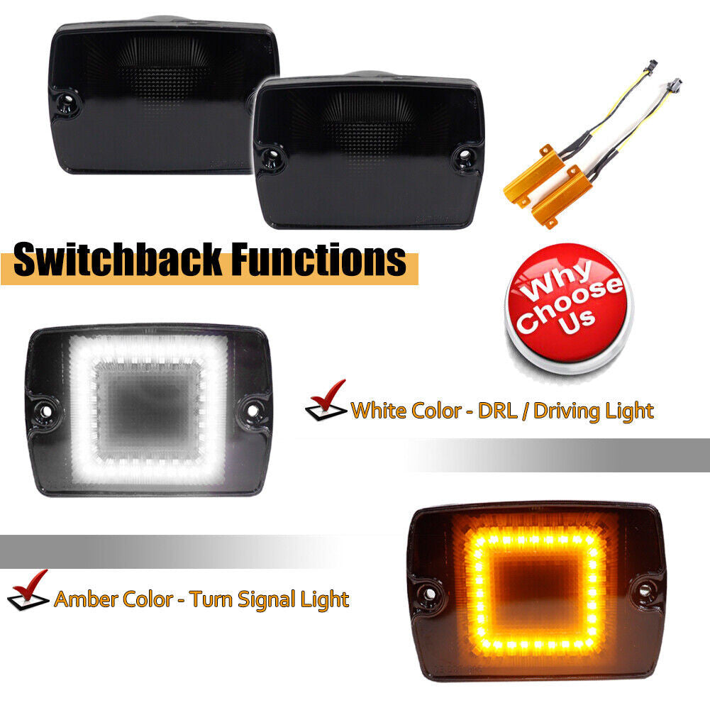 Smoked 3 LED Light Set Tail Lights, Bumper Signals, Fender Side Markers for 1987-1995 Jeep Wrangler YJ Lighting