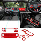 Steering Wheel+Center Console+Gear Panel Cover Trim For Jeep Wrangler JL (2018 - 2023) Red - GENSSI Interior Part