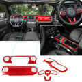 Steering Wheel+Center Console+Gear Panel Cover Trim For Jeep Wrangler JL (2018-2023) Red Default Title Interior Part