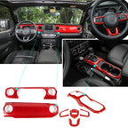 Steering Wheel+Center Console+Gear Panel Cover Trim For Jeep Wrangler JL (2018 - 2023) Red - GENSSI Interior Part