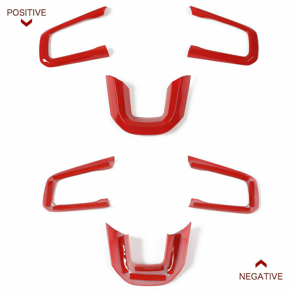 Steering Wheel+Center Console+Gear Panel Cover Trim For Jeep Wrangler JL (2018-2023) Red Interior Part