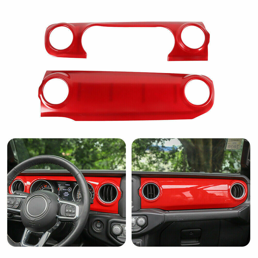 Steering Wheel+Center Console+Gear Panel Cover Trim For Jeep Wrangler JL (2018-2023) Red Interior Part