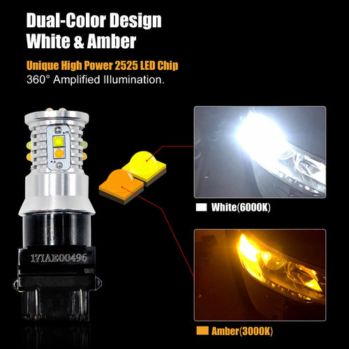 Ampoules LED ambre/blanc à double fonction pour feux arrière 3157 3057 4157 3156 (paquet de 2) 