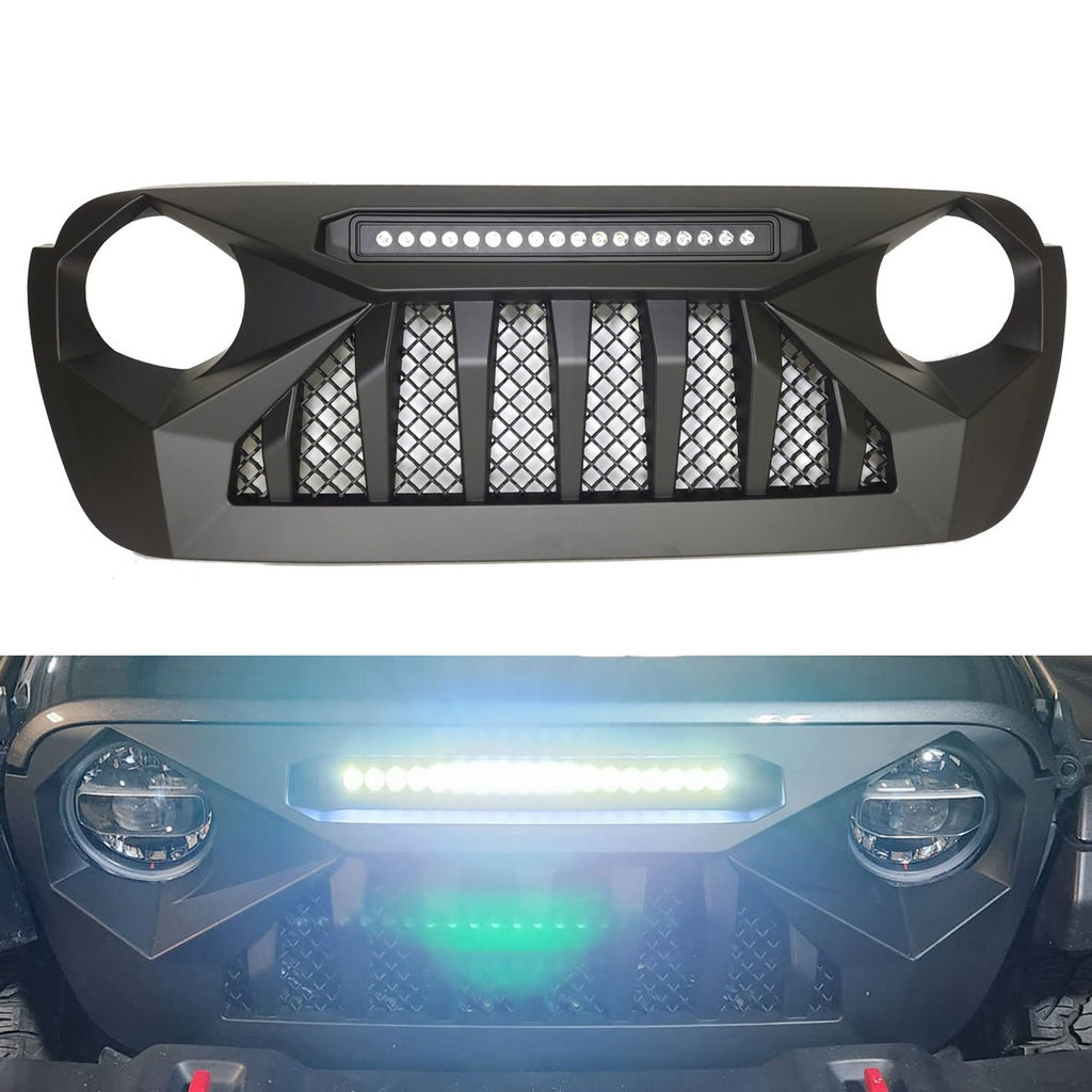 Light Bar LED Grille Grille for Jeep Wrangler JL & Gladiator 2018-2023 Grille