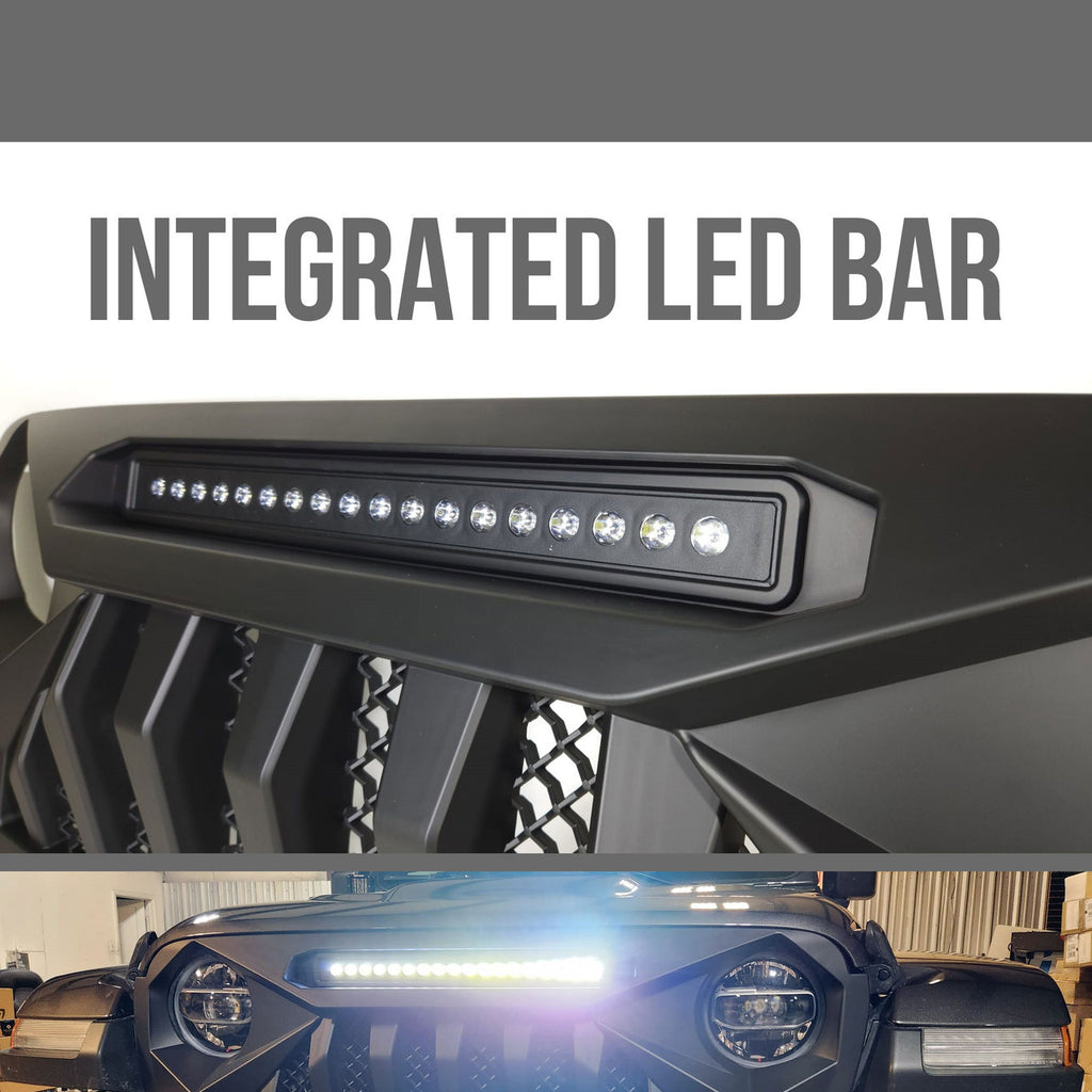 Light Bar LED Grille Grille for Jeep Wrangler JL & Gladiator 2018-2023 Grille