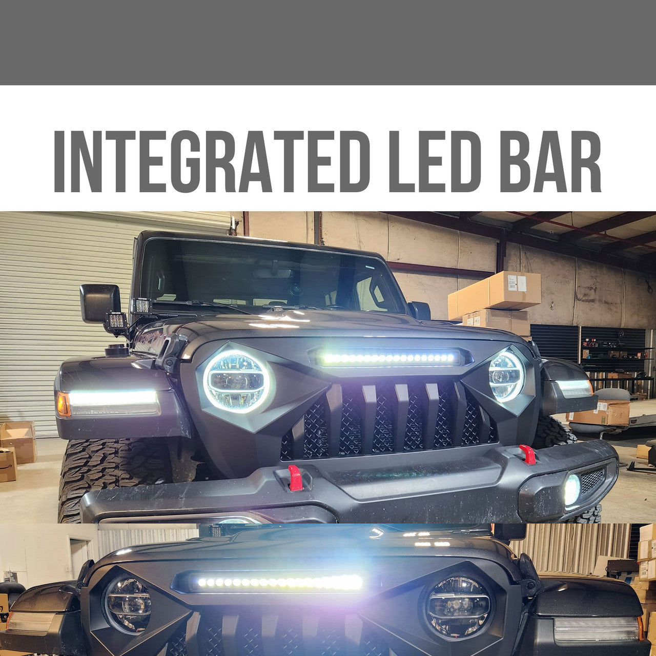 Light Bar LED Grille Grille for Jeep Wrangler JL & Gladiator 2018-2023 Grille