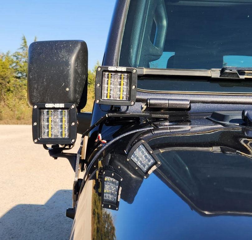 A-Pillar Cube RGB +White Wireless Kit Lights with Bracket for Jeep Wrangler JL JLU JT Gladiator Lighting