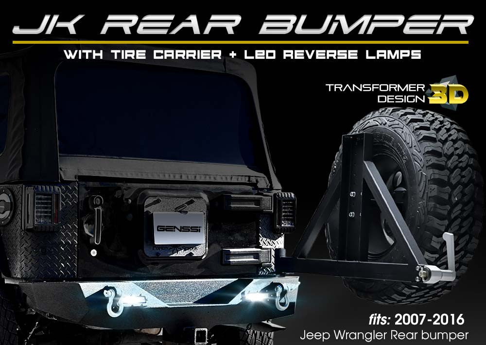 Rear Rock Crawler Bumper and Tire Carrier for Wrangler JK 2007-2018 Bumper